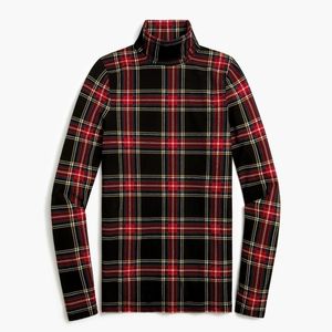 New J.Crew XL X-Large tissue turtleneck Black Tartan plaid NWT